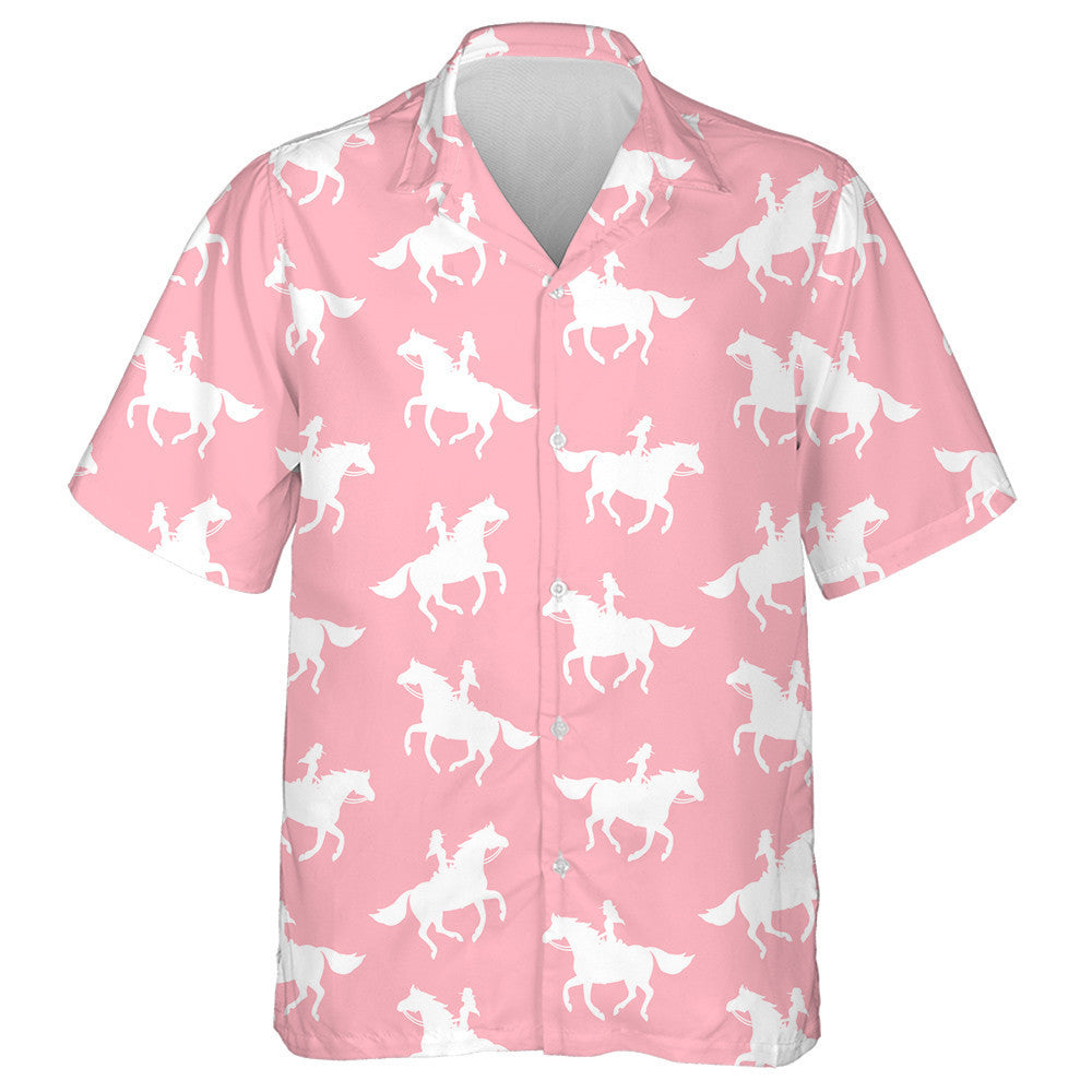 Girl Woman Riding Running Horse Silhouette Hawaiian Shirt, Hawaiian Shirt Gift, Christmas Gift
