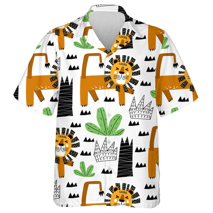Funny Lion And Plant With Grass Tree Hawaiian Shirt, Hawaiian Shirt Gift, Christmas Gift