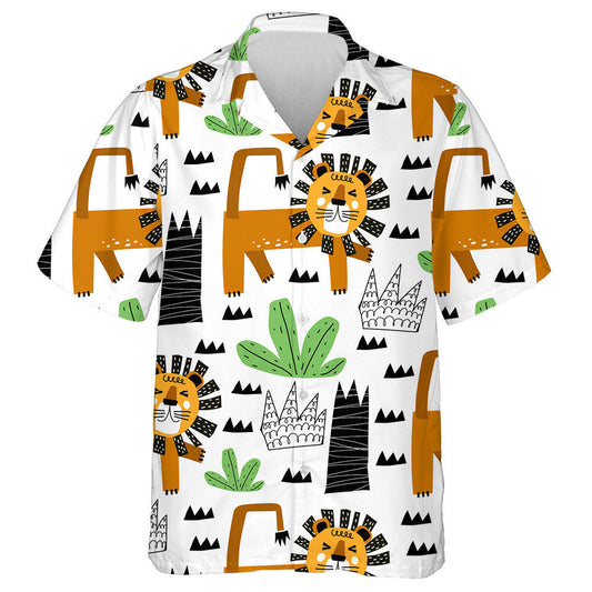 Funny Lion And Plant With Grass Tree Hawaiian Shirt, Hawaiian Shirt Gift, Christmas Gift