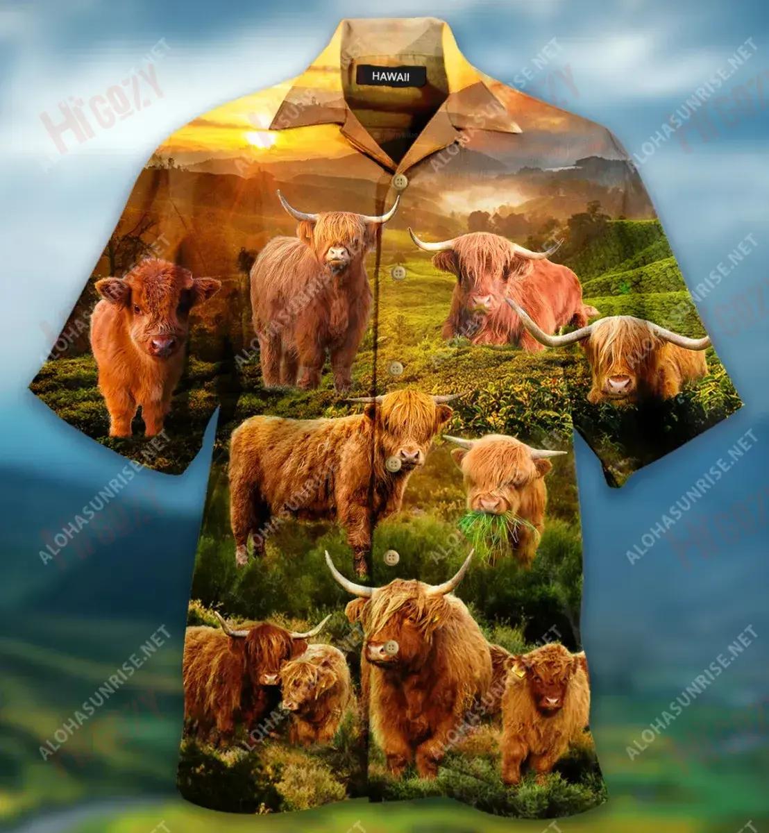 Heifer Not Today - Highland Cow Unisex Hawaiian Shirt Samhraidh Short Muinchille Samhraidh Léinte Crazy Léinte haváíais do Mhná, Léine Haváís Bronntanais, Nollag Bronntanas