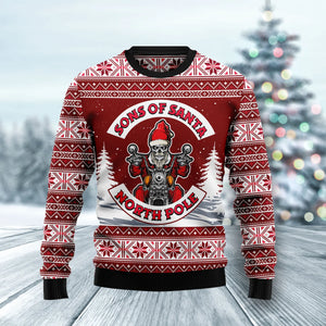 Red Sons of Santa unisex womens & mens, couples matching, friends, funny family ugly christmas holiday sweater gifts,Christmas Ugly Sweater