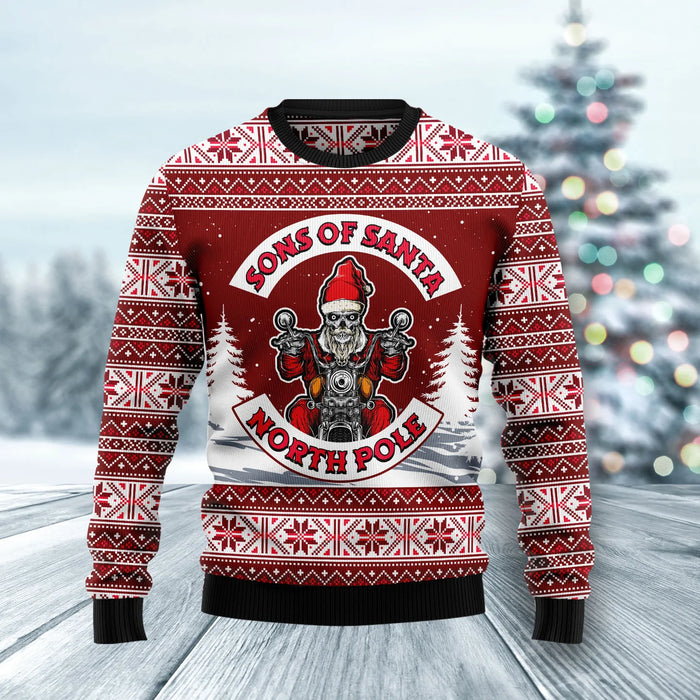 Red Sons of Santa unisex womens & mens, couples matching, friends, funny family ugly christmas holiday sweater gifts,Christmas Ugly Sweater