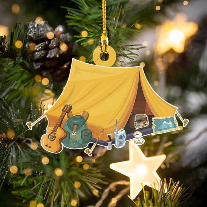 Camping Tent Christmas Ornament, Happy Christmas Ornament, Christmas Gift, Christmas Decoration