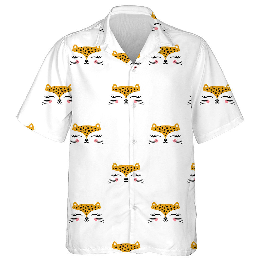 Little Cute Leopard Face Cartoon Animal Hawaiian Shirt, Hawaiian Shirt Gift, Christmas Gift