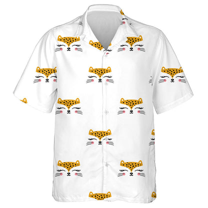 Little Cute Leopard Face Cartoon Animal Hawaiian Shirt, Hawaiian Shirt Gift, Christmas Gift