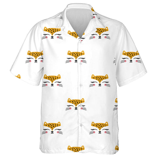 Little Cute Leopard Face Cartoon Animal Hawaiian Shirt, Hawaiian Shirt Gift, Christmas Gift