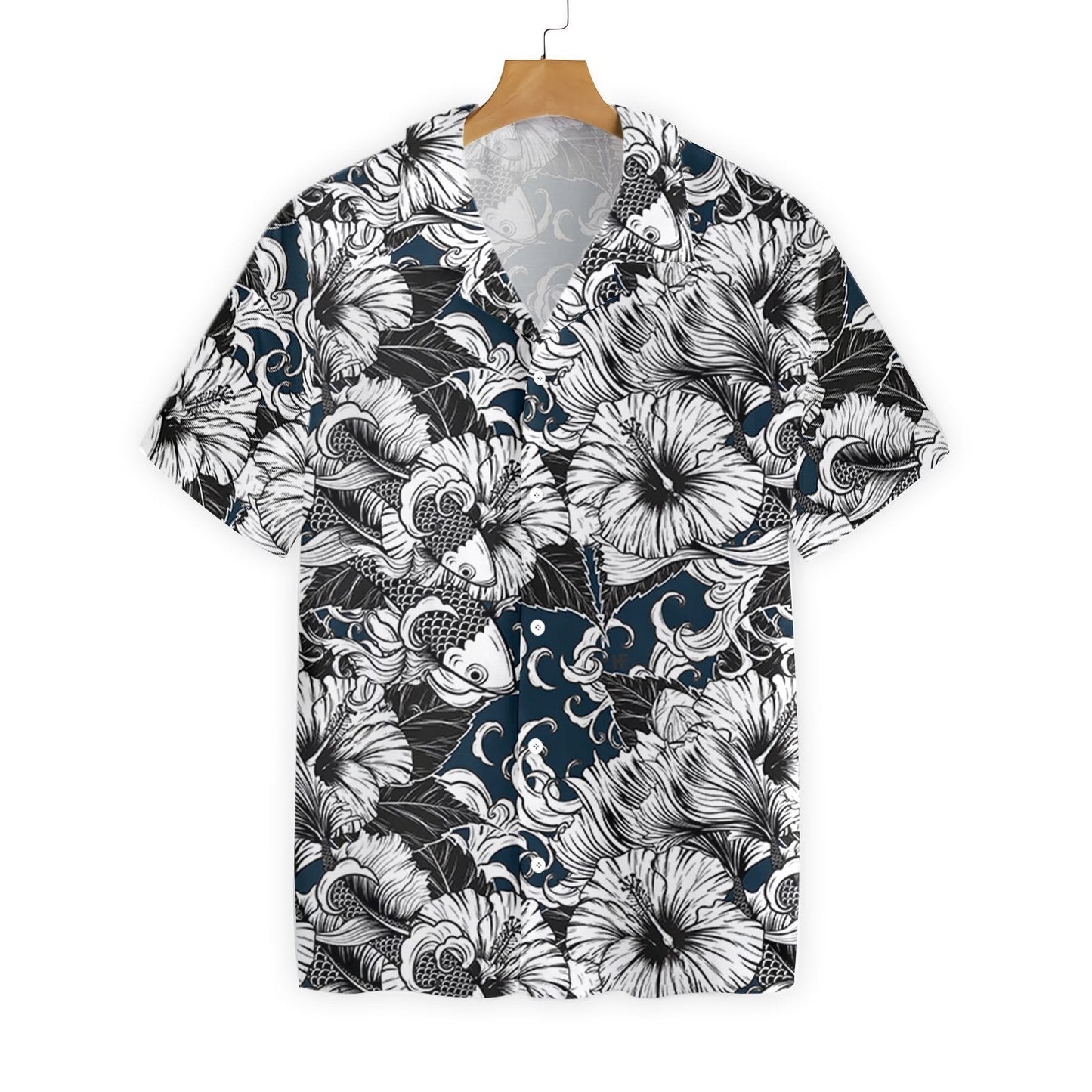 Koi Fish And Hibiscus Flower Design Hawaiian Shirt, Hawaiian For Gift