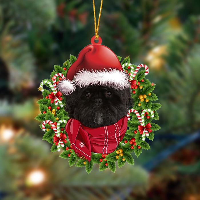 BLACK Shih Tzu-Xmas Bandana Hanging Christmas Plastic Hanging Ornament, Christmas Ornament Gift, Christmas Gift, Christmas Decoration