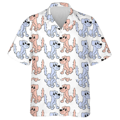 Multicolored Friendly Puppies Dogs In Cartoon Background Hawaiian Shirt, Hawaiian Shirt Gift, Christmas Gift
