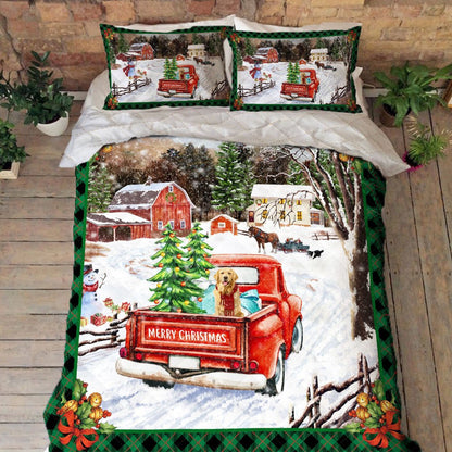 Christmas Bedding Golden Retriever Christmas Quilt Bedding Set Bedroom Set Bedlinen 3D ,Bedding Christmas Gift,Bedding Set Christmas