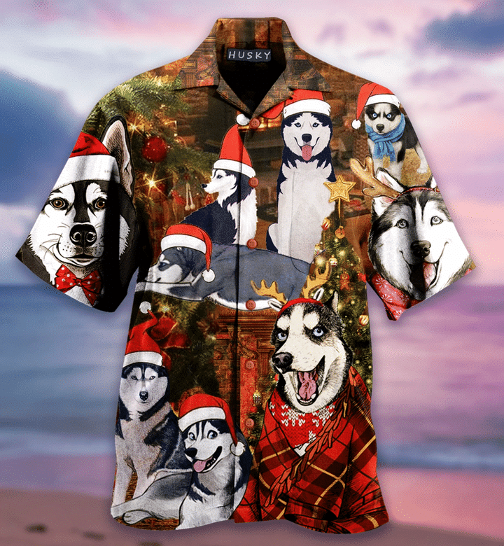 Christmas With Husky Hawaiian Shirt_Hawaiian Shirt Gift, Christmas Gift
