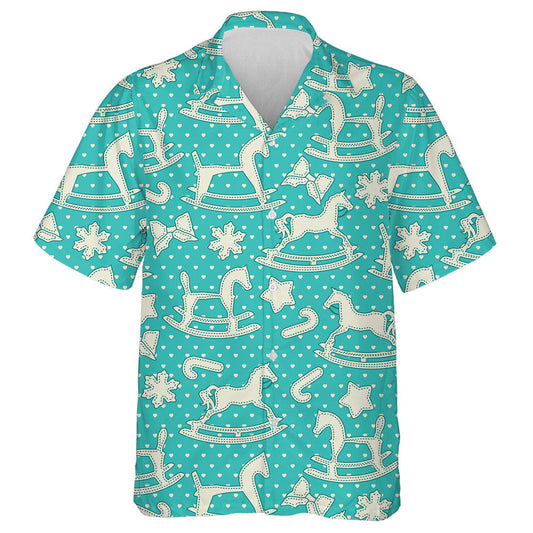 Rocking Horse Gingerbread On Retro Background Hawaiian Shirt,Hawaiian Shirt Gift, Christmas Gift