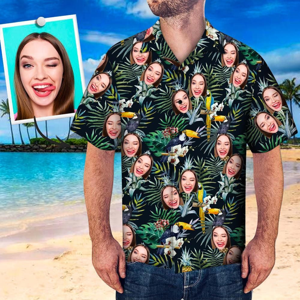 Toucan In Jungle Custom Photo Hawaiian Shirt,Hawaiian Shirt Gift, Christmas Gift