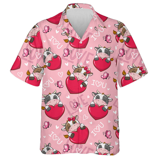 Cartún gleoite Vailintín Grá Bó Agus Croí Mór Léine Haváís, Bronntanas Léine Haváís, Bronntanas Nollag