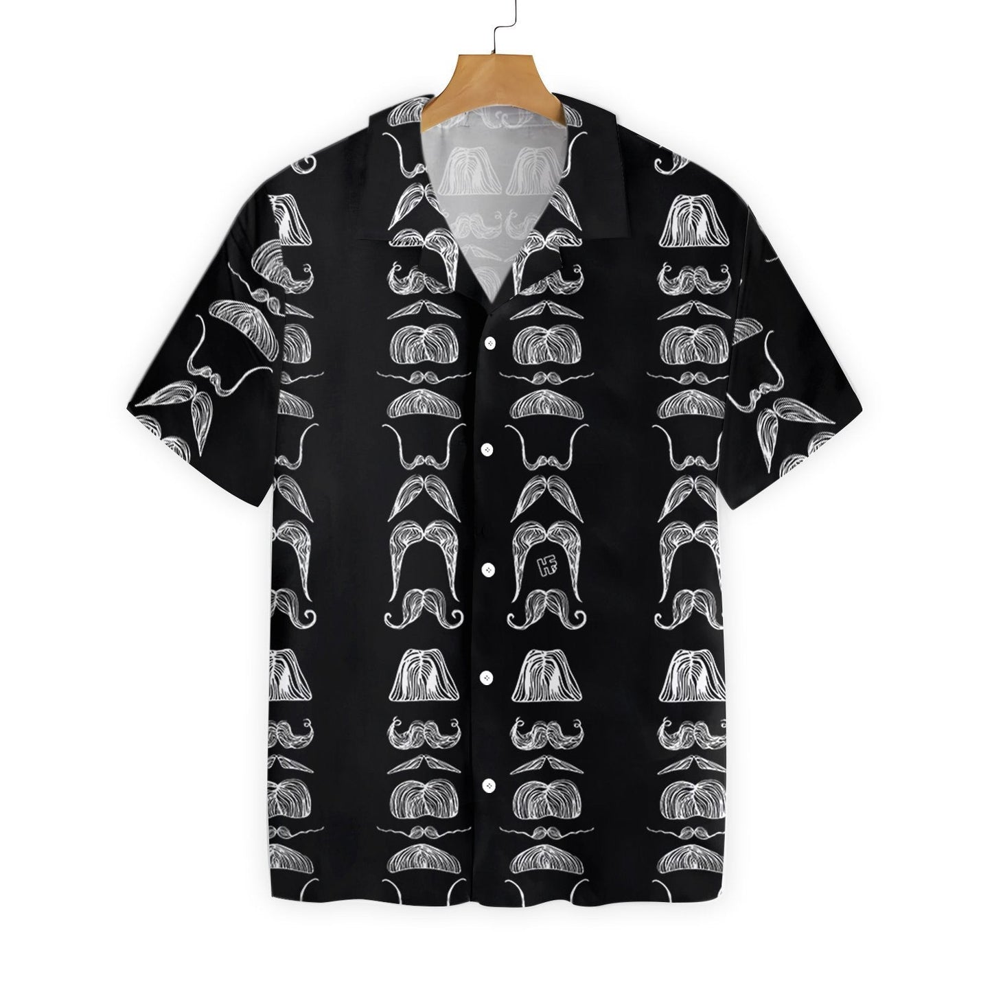 Mustache With Flower Black And White Pattern Hawaiian Shirt,Hawaiian Shirt Gift, Christmas Gift