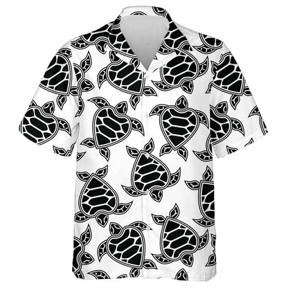 Black And White Little Turtles Vintage Background Hawaiian Shirt, Hawaiian Shirt Gift, Christmas Gift