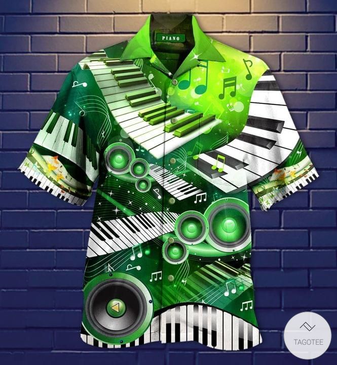Green Piano Hawaiian Shirt, Hawaiian Shirt Gift, Christmas Gift