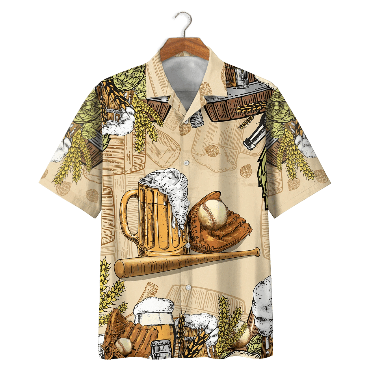 Classic Baseball And Beer For Life Background Hawaiian Shirt, Hawaiian Shirt Gift, Christmas Gift