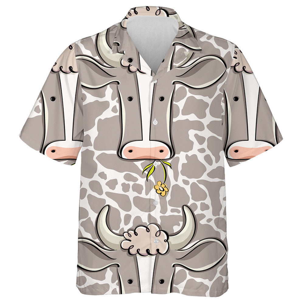 Cow Head With Cow Skin Doodle Style Hawaiian Shirt, Hawaiian Shirt Gift, Christmas Gift