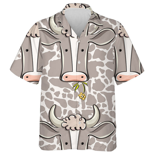 Cow Head With Cow Skin Doodle Style Hawaiian Shirt, Hawaiian Shirt Gift, Christmas Gift