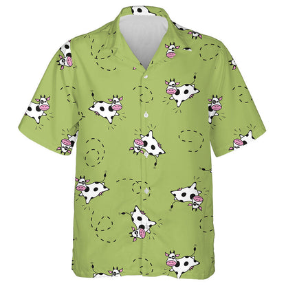 Flying Cow With Jumping On Green Background Hawaiian Shirt, Hawaiian Shirt Gift, Christmas Gift