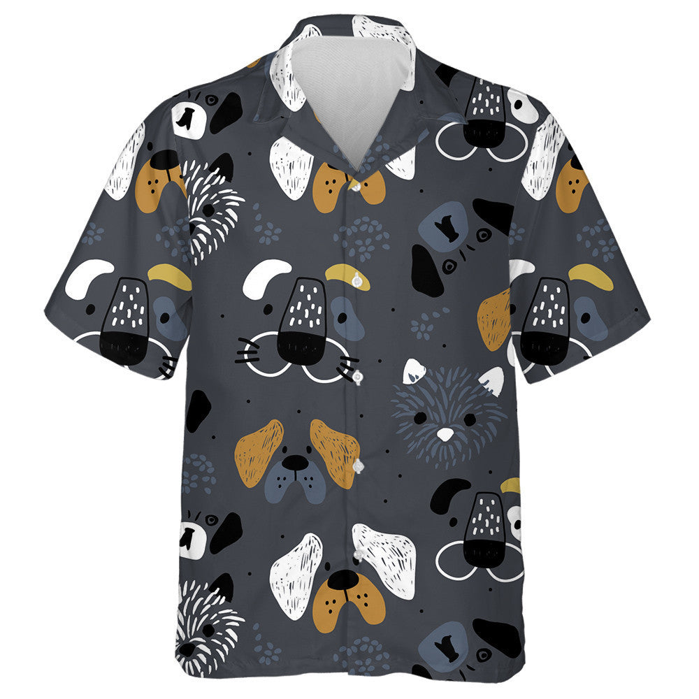 Hand Drawn Dog's Faces On Grey Background Hawaiian Shirt, Hawaiian Shirt Gift, Christmas Gift