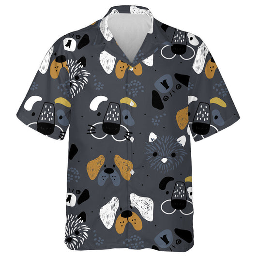 Hand Drawn Dog's Faces On Grey Background Hawaiian Shirt, Hawaiian Shirt Gift, Christmas Gift