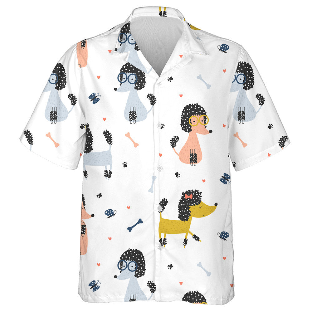 Poodles In Children Style On White Hawaiian Shirt, Hawaiian Shirt,Hawaiian Shirt Gift, Christmas Gift