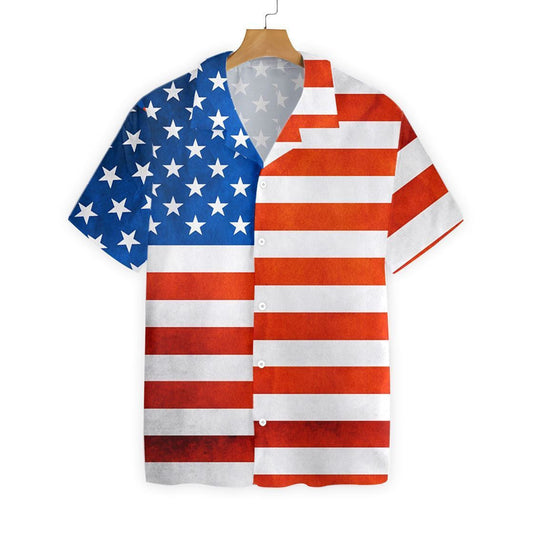 American Flag Stripe Background Pattern Hawaiian Shirt, Hawaiian For Gift