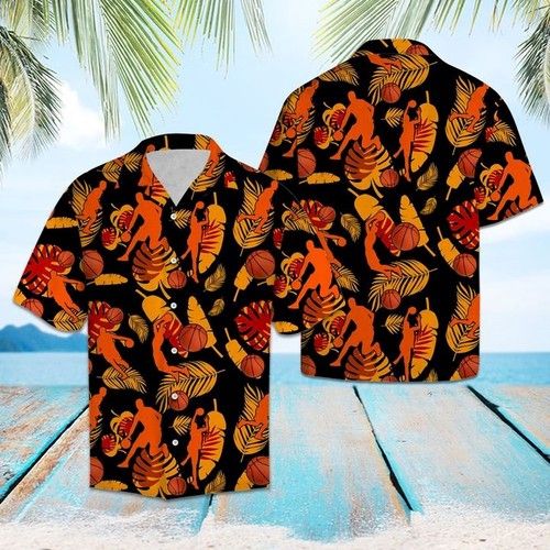Basketball Orange Hawaiian Shirt Summer,Hawaiian Shirt Gift, Christmas Gift
