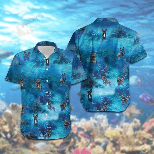 Find Diving French Bulldog Hawaiian Shirt_Hawaiian Shirt Gift, Christmas Gift