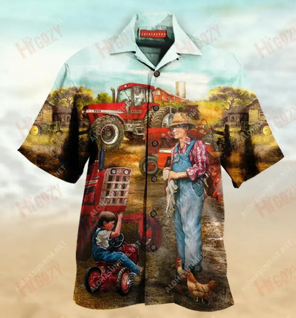 Aithreachas Uafásach san bhFeirm Léine Haváise Unisex Caitheamh aimsire Gearr Muinchille Léinte Haváís Saincheaptha Léinte Haváís do Mhná, Bronntanas Léine Haváís, Bronntanas Nollag