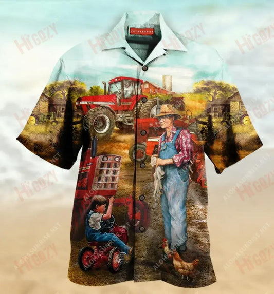 Aithreachas Uafásach san bhFeirm Léine Haváise Unisex Caitheamh aimsire Gearr Muinchille Léinte Haváís Saincheaptha Léinte Haváís do Mhná, Bronntanas Léine Haváís, Bronntanas Nollag