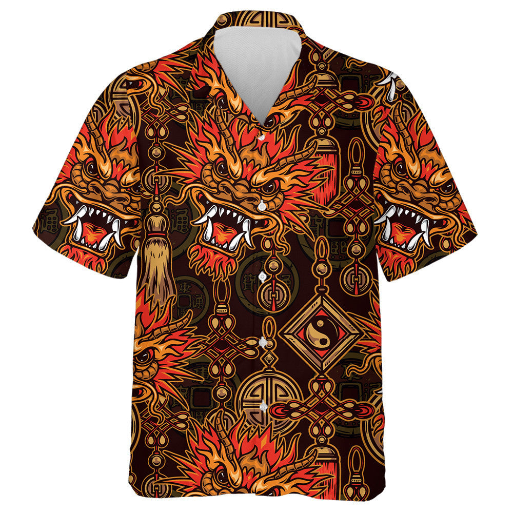 Vintage Style With Fantasy Dragon Head Hawaiian Shirt, Hwaiian For Gift