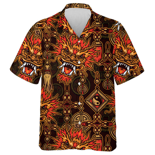 Vintage Style With Fantasy Dragon Head Hawaiian Shirt, Hwaiian For Gift