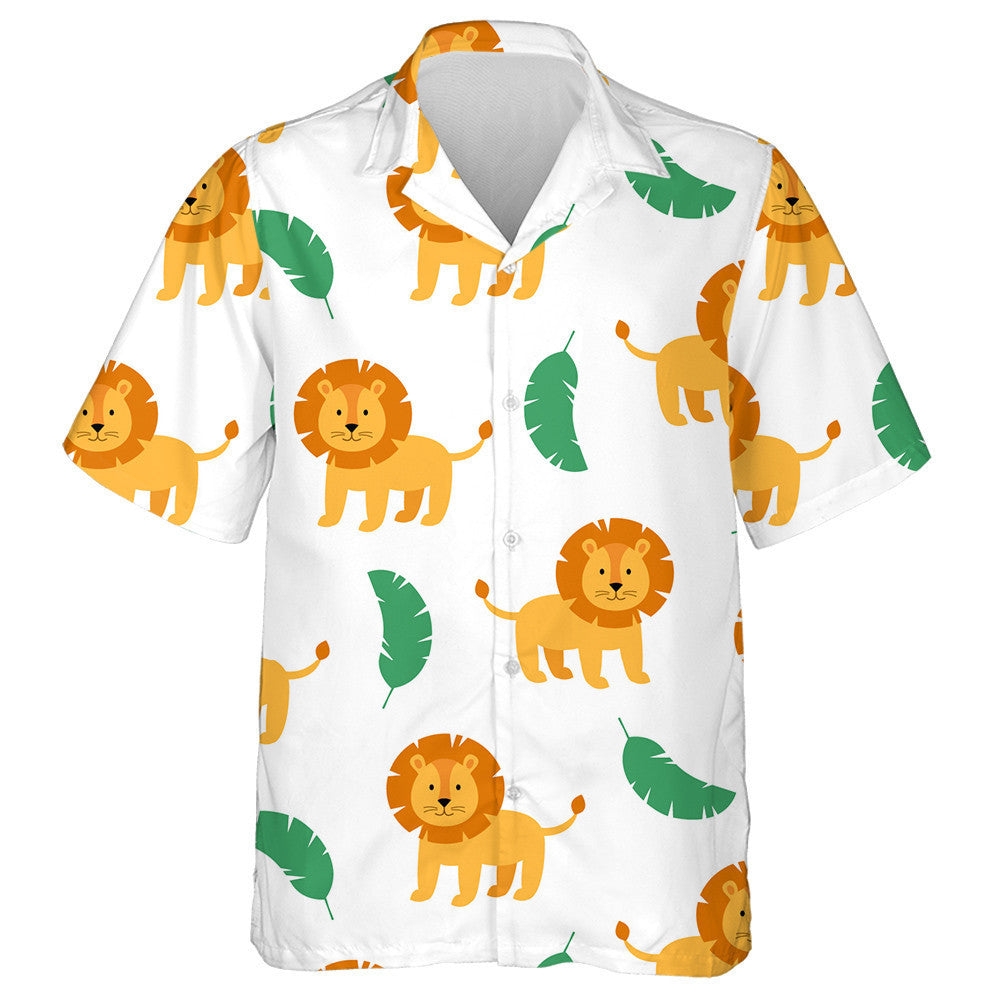 Wild Animal Lion And Tropical Banana Leaves Hawaiian Shirt, Hawaiian Shirt Gift, Christmas Gift