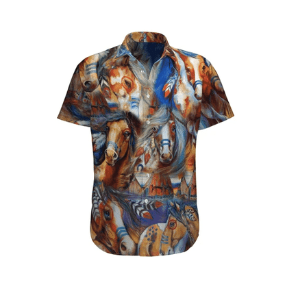 Hippie Horse Background Design Hawaiian Shirt, Hawaiian For Gift