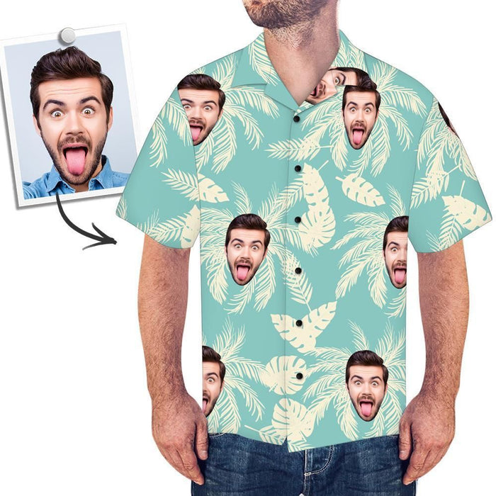 Custom Face Shirt Men'S Hawaiian Aloha Shirt Simple Color Matching Hawaiian, Hwaiian For Gift