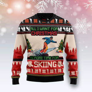 All I Want For Christmas Is Skiing Ugly Christmas Sweater, Christmas Ugly Sweater,Christmas Gift,Gift Christmas 2022