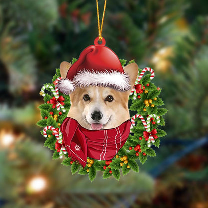 Corgi-Xmas Bandana Hanging Christmas Plastic Hanging Ornament, Christmas Gift, Christmas Decoration