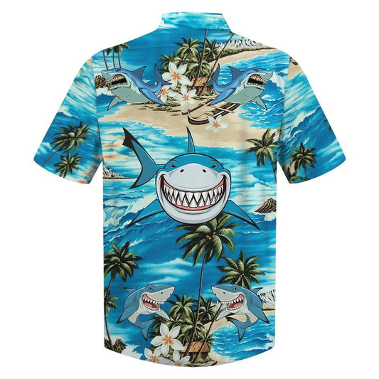 Smile Shark Watercolor Design Hawaiian Shirt,Hawaiian Shirt Gift, Christmas Gift