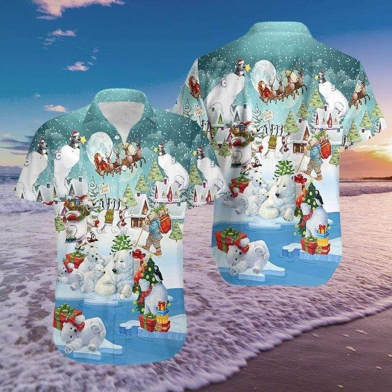 Design Hawaiian Shirt Daddy Bear White Christmas,Hawaiian Shirt Gift, Christmas Gift