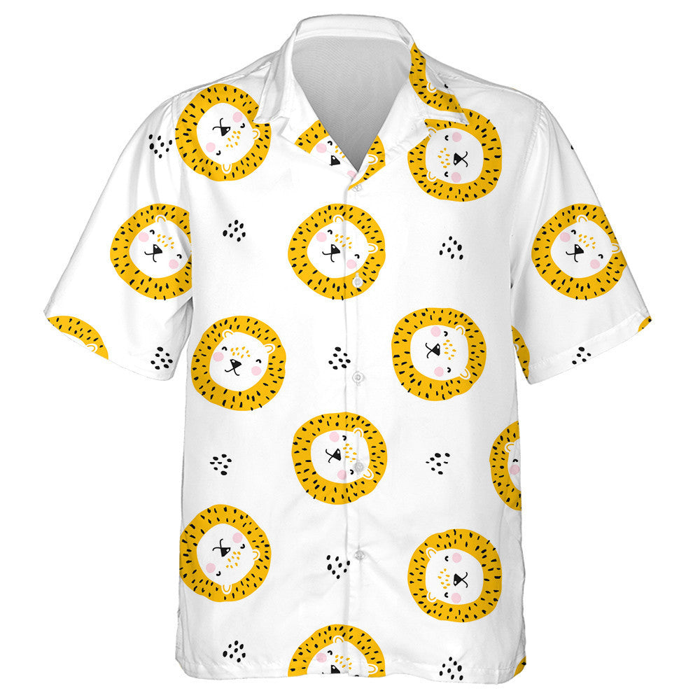 Fuuny Lion And Footprint On White Background Hawaiian Shirt, Hawaiian Shirt Gift, Christmas Gift