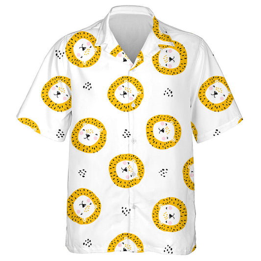 Fuuny Lion And Footprint On White Background Hawaiian Shirt, Hawaiian Shirt Gift, Christmas Gift