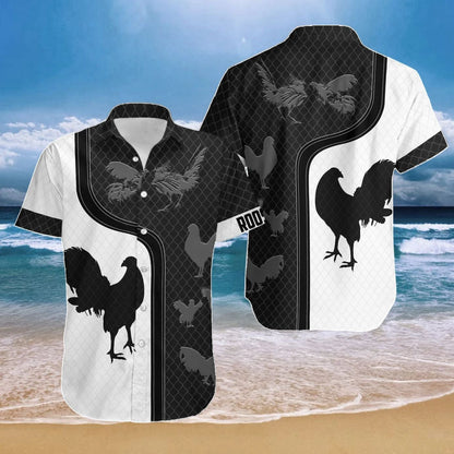 Chicken Black And White Pattern Hawaiian Shirt, Hawaiian For Gift