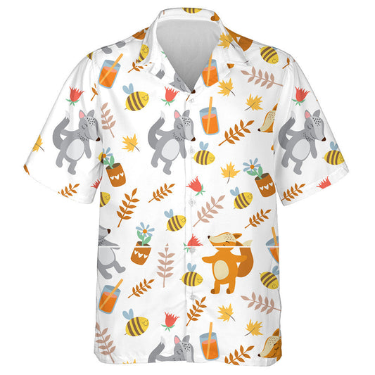The Fox And The Wolf Leaves Plants And Bees Hawaiian Shirt, Hawaiian Shirt Gift, Christmas Gift