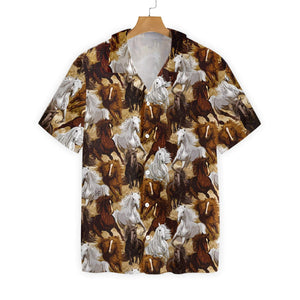 White Horse Running Nice Design Hawaiian Shirt, Hwaiian For Gift