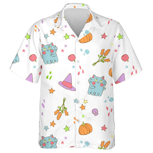 Hat Cailleach Oíche Shamhna Cat Taibhse Agus Bláthanna an Fhómhair Léine Haváís, Bronntanas Léine Haváís, Bronntanas Nollag