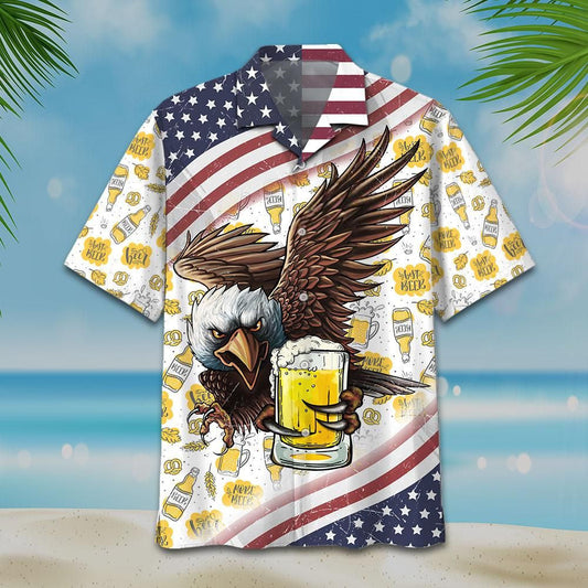 Eagle Glasses Tasty Beer Pattern Hawaiian Shirt,Hawaiian Shirt Gift, Christmas Gift