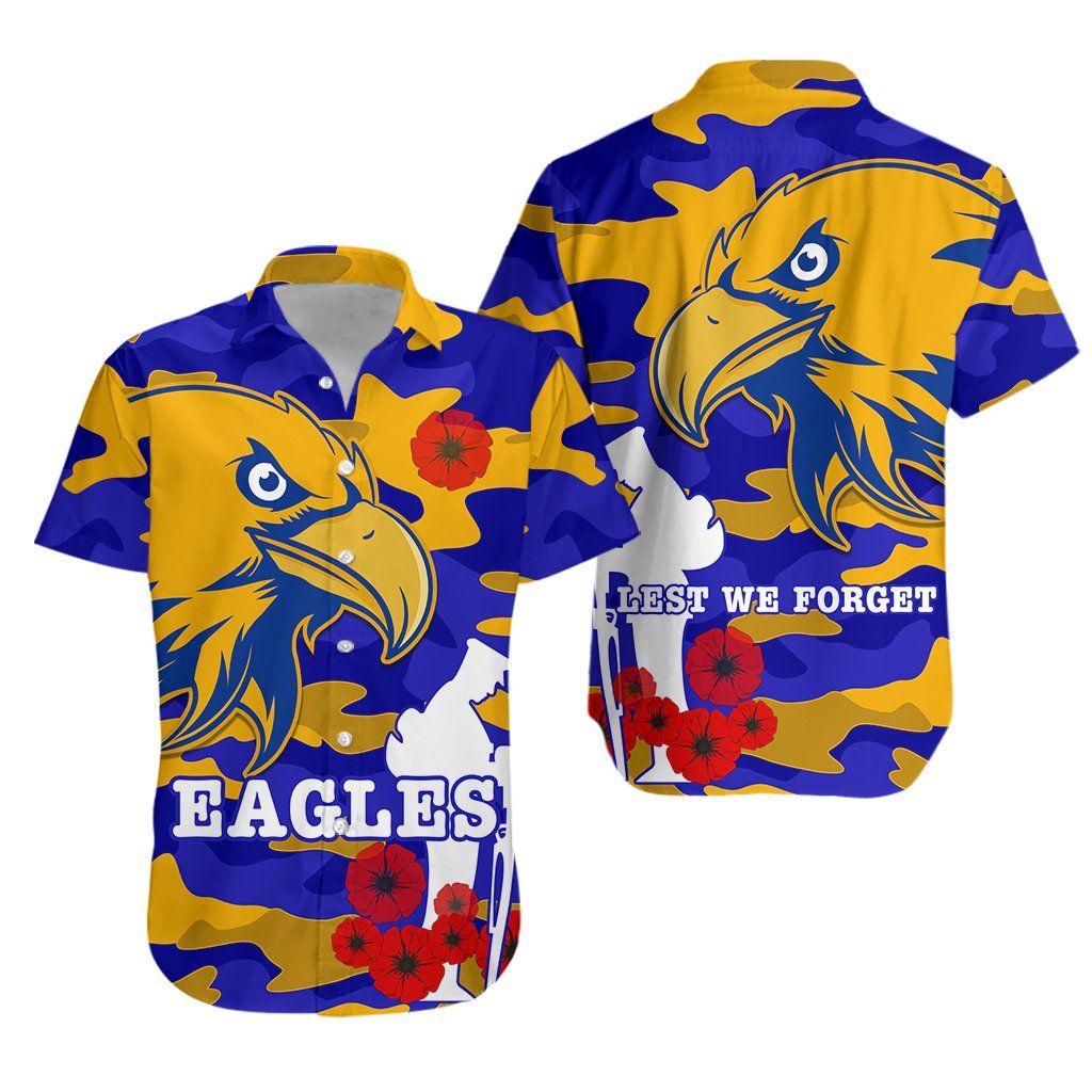 Eagles Anzac Hawaiian Aloha Shirt West Coast Simple K13 Hawaiian Shorts Beach Short Sleeve_Hawaiian Shirt Gift, Christmas Gift